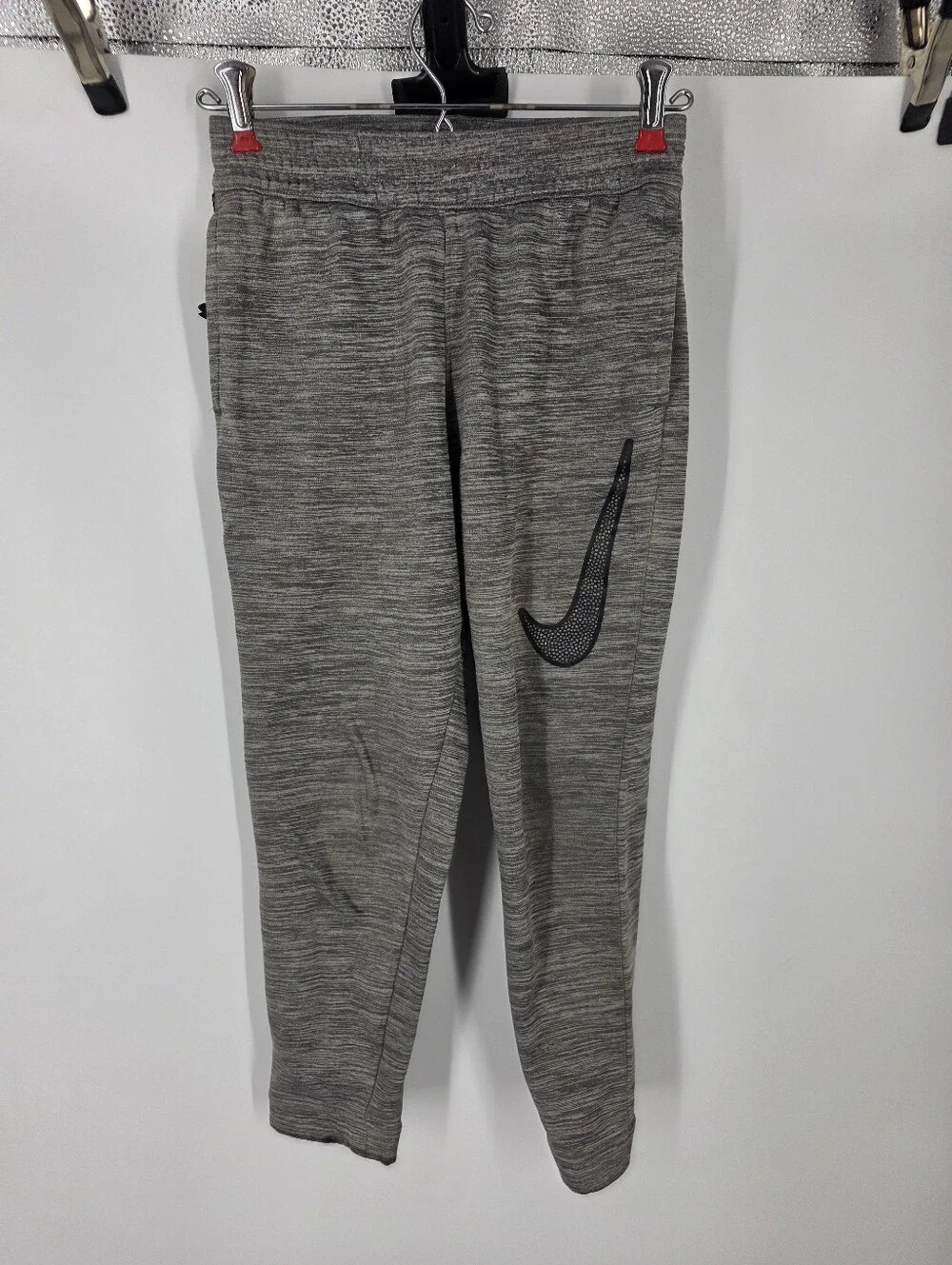 Nike Dri-Fit Boys Medium Gray Heathered Joggers Textured Swoosh